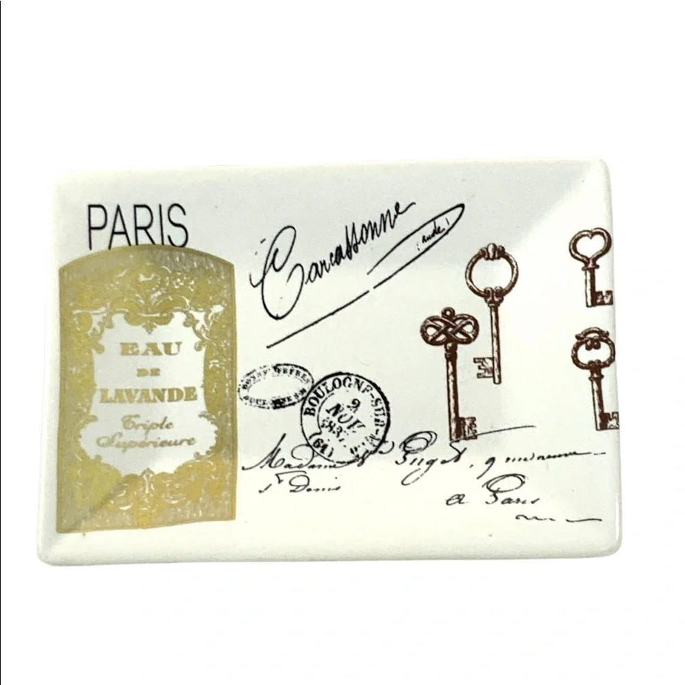 Paris Toothbrush Holder Arc de Triomphe Parisian French Ceramic Decor White Gold